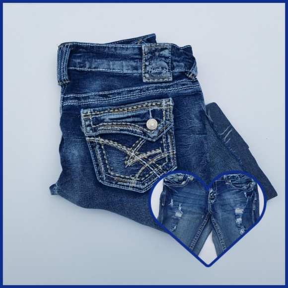 Amethyst Jeans Pants - Amethyst jean distressed shorts